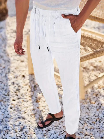 NICHOLS | PANTALONES DE LINO DE HOJA ANCHA CON CORDÓN