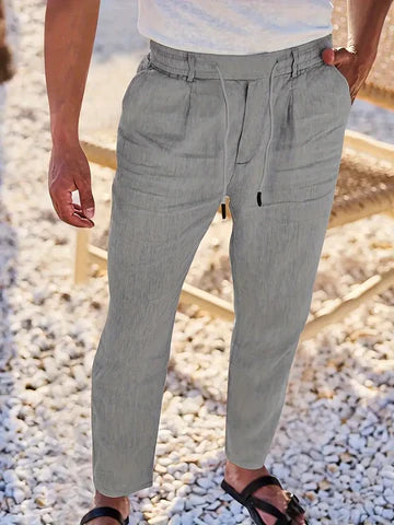 NICHOLS | PANTALONES DE LINO DE HOJA ANCHA CON CORDÓN