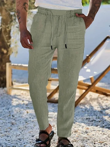 NICHOLS | PANTALONES DE LINO DE HOJA ANCHA CON CORDÓN