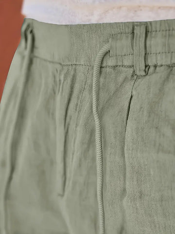 NICHOLS | PANTALONES DE LINO DE HOJA ANCHA CON CORDÓN