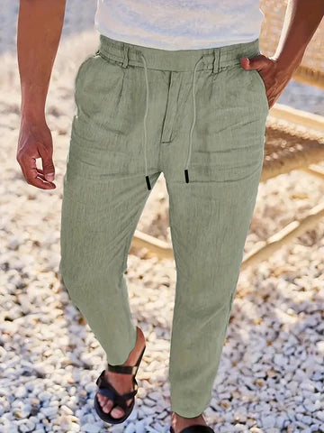 NICHOLS | PANTALONES DE LINO DE HOJA ANCHA CON CORDÓN