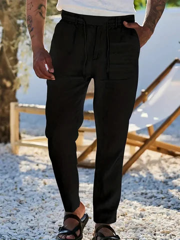 NICHOLS | PANTALONES DE LINO DE HOJA ANCHA CON CORDÓN