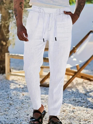 NICHOLS | PANTALONES DE LINO DE HOJA ANCHA CON CORDÓN