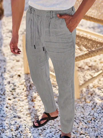 NICHOLS | PANTALONES DE LINO DE HOJA ANCHA CON CORDÓN