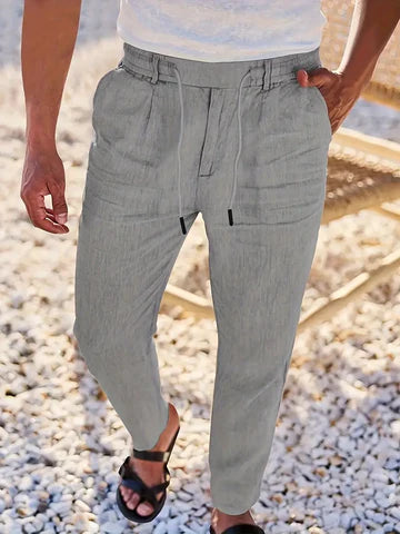 NICHOLS | PANTALONES DE LINO DE HOJA ANCHA CON CORDÓN