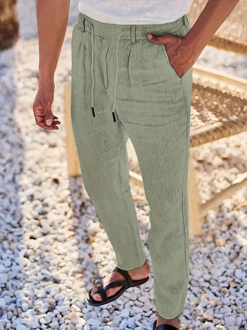 NICHOLS | PANTALONES DE LINO DE HOJA ANCHA CON CORDÓN