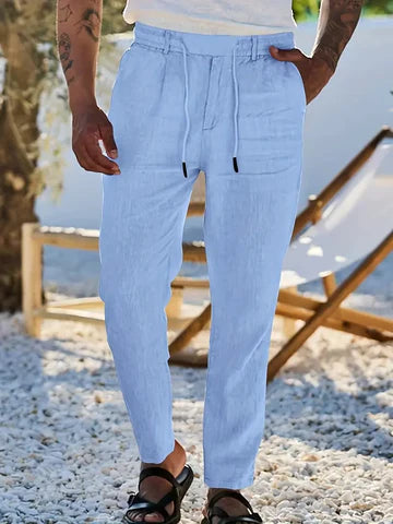 NICHOLS | PANTALONES DE LINO DE HOJA ANCHA CON CORDÓN