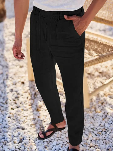 NICHOLS | PANTALONES DE LINO DE HOJA ANCHA CON CORDÓN